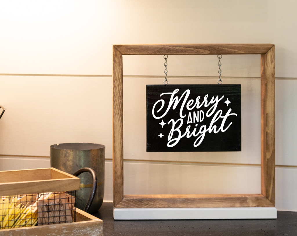 Merry And Bright Hanging Sign